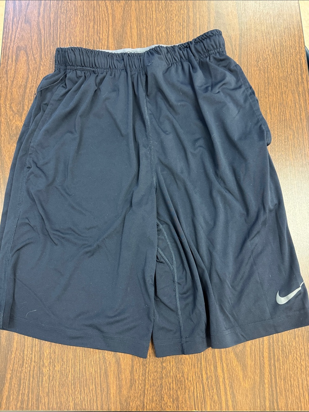 Nike Men's Athletic Shorts Navy Blue with Silver Swoosh